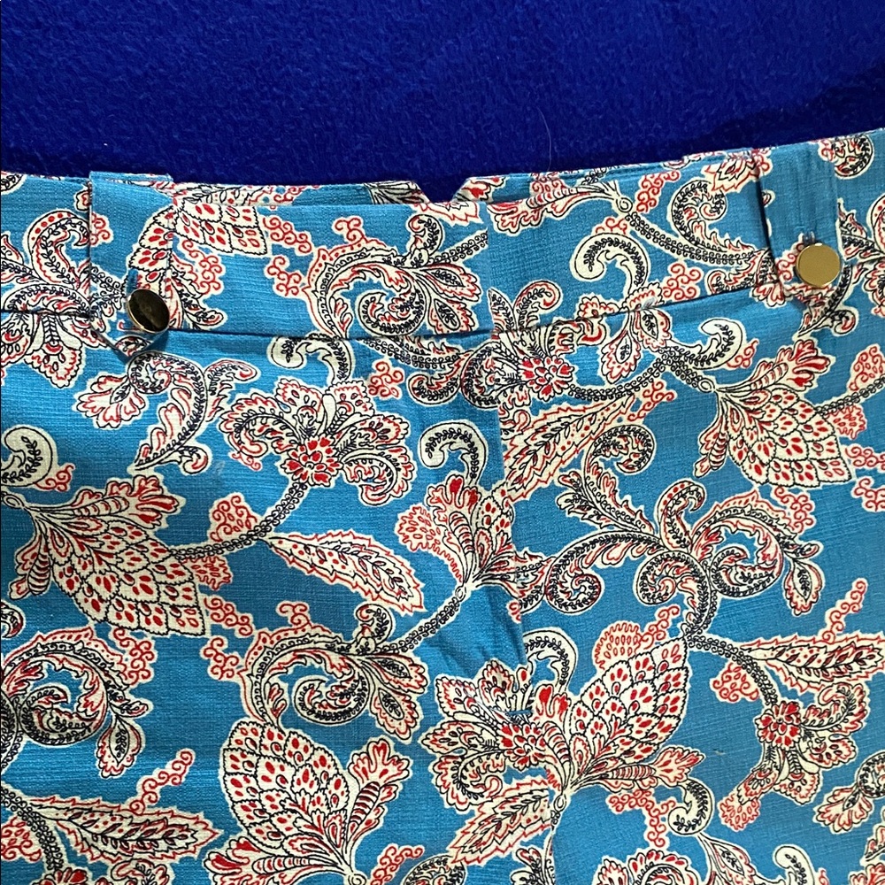 LOFT Blue Paisley-Print Women’s Shorts with Pink Accents size 10 - Picture 3 of 12